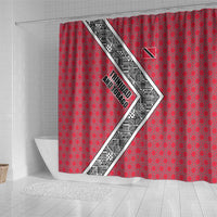 Trinidad and Tobago Flamingos Sunset Shower Curtain with Tribal Masks and Red Star Pattern - Wonder Print Shop