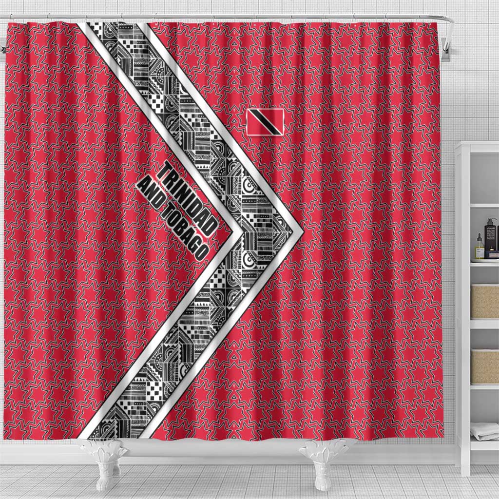 Trinidad and Tobago Flamingos Sunset Shower Curtain with Tribal Masks and Red Star Pattern - Wonder Print Shop