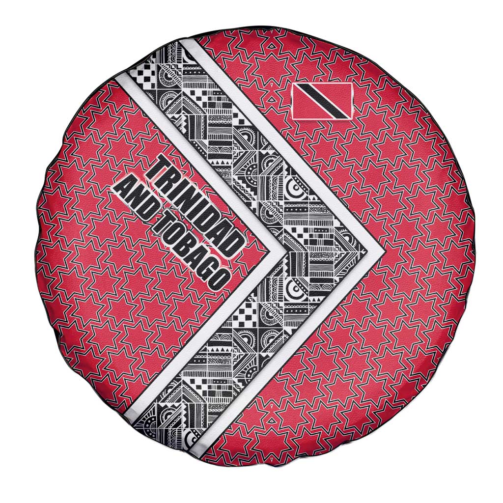 Trinidad and Tobago Flamingos Sunset Spare Tire Cover with Tribal Masks and Red Star Pattern - Wonder Print Shop