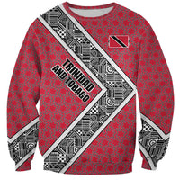 Trinidad and Tobago Flamingos Sunset Sweatshirt with Tribal Masks and Red Star Pattern - Wonder Print Shop