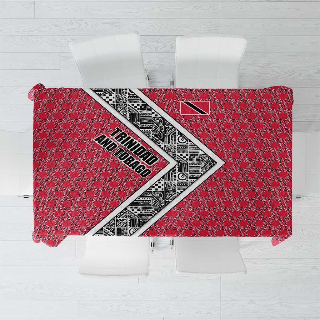 Trinidad and Tobago Flamingos Sunset Tablecloth with Tribal Masks and Red Star Pattern - Wonder Print Shop