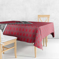 Trinidad and Tobago Flamingos Sunset Tablecloth with Tribal Masks and Red Star Pattern - Wonder Print Shop