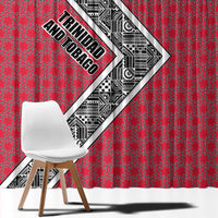 Trinidad and Tobago Flamingos Sunset Window Curtain with Tribal Masks and Red Star Pattern - Wonder Print Shop