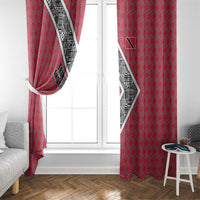 Trinidad and Tobago Flamingos Sunset Window Curtain with Tribal Masks and Red Star Pattern - Wonder Print Shop