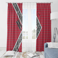 Trinidad and Tobago Flamingos Sunset Window Curtain with Tribal Masks and Red Star Pattern - Wonder Print Shop