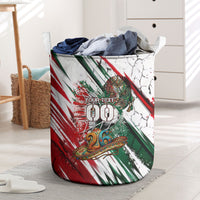 Personalized Mexico Football Ganadores Laundry Basket Aztec Jaguar Cultural Heritage Soccer Art