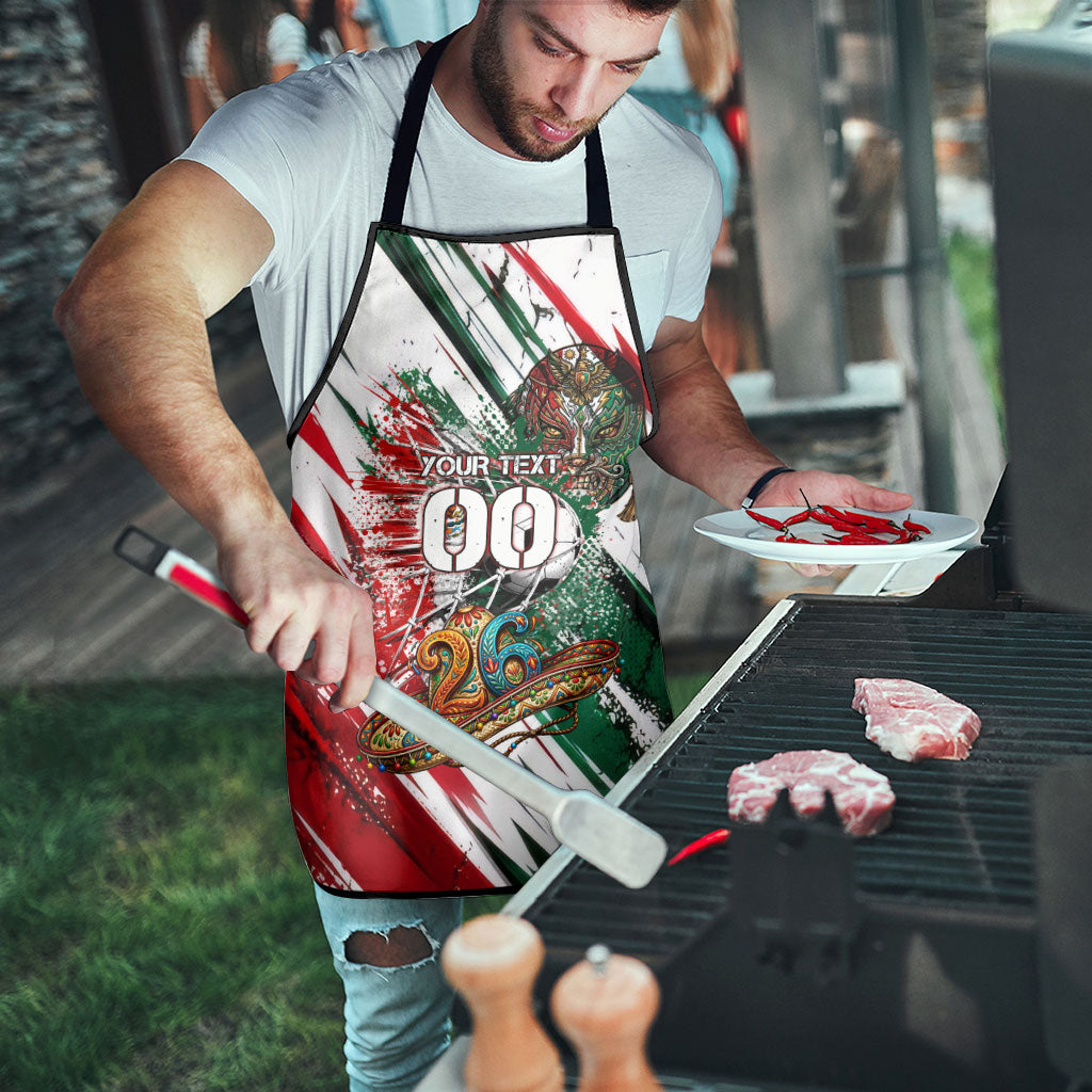 Personalized Mexico Football Ganadores Apron Aztec Jaguar Cultural Heritage Soccer Art