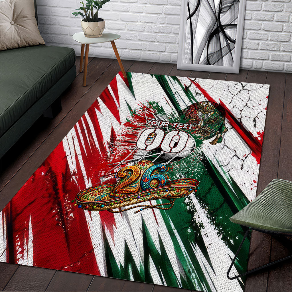 Personalized Mexico Football Ganadores Area Rug Aztec Jaguar Cultural Heritage Soccer Art