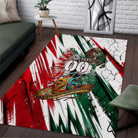 Personalized Mexico Football Ganadores Area Rug Aztec Jaguar Cultural Heritage Soccer Art