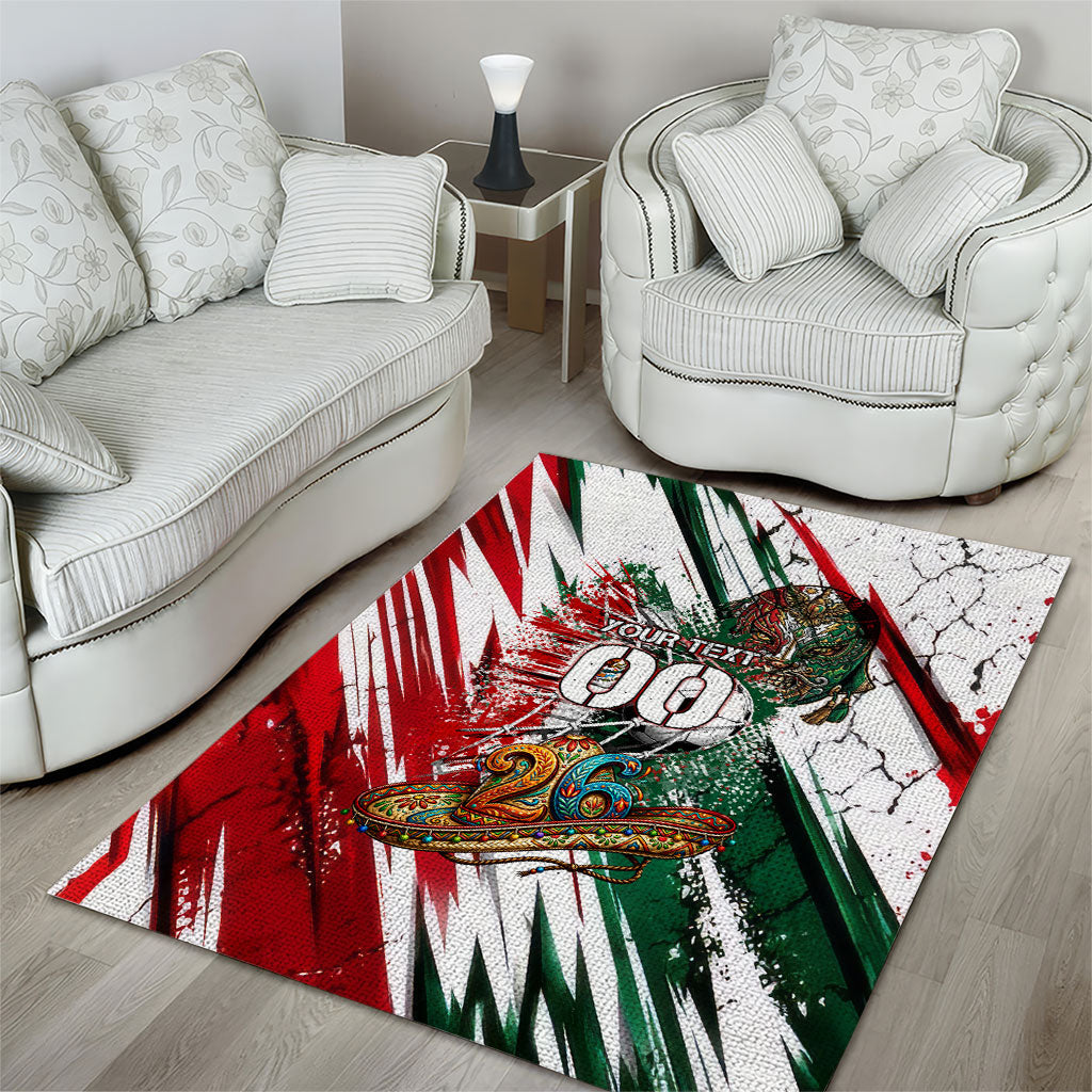 Personalized Mexico Football Ganadores Area Rug Aztec Jaguar Cultural Heritage Soccer Art