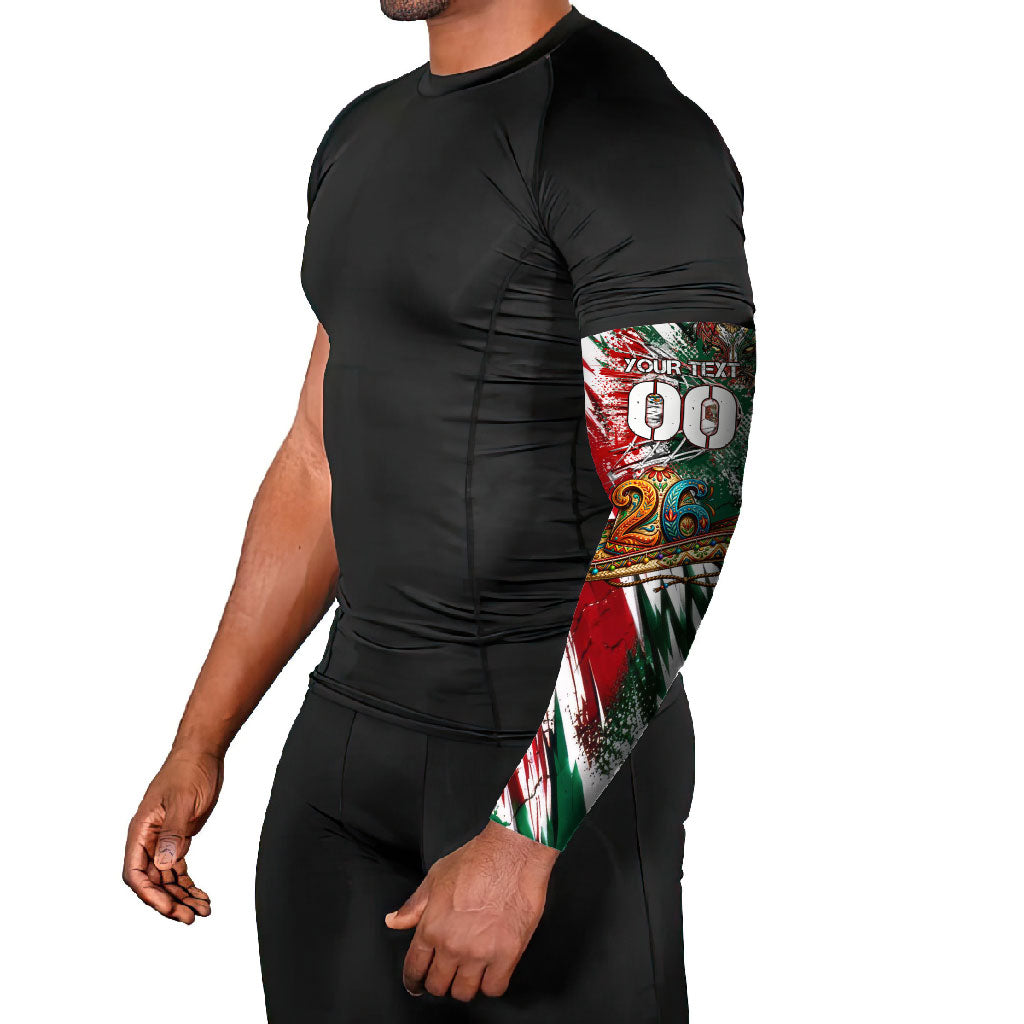 Personalized Mexico Football Ganadores Arm Sleeves Aztec Jaguar Cultural Heritage Soccer Art