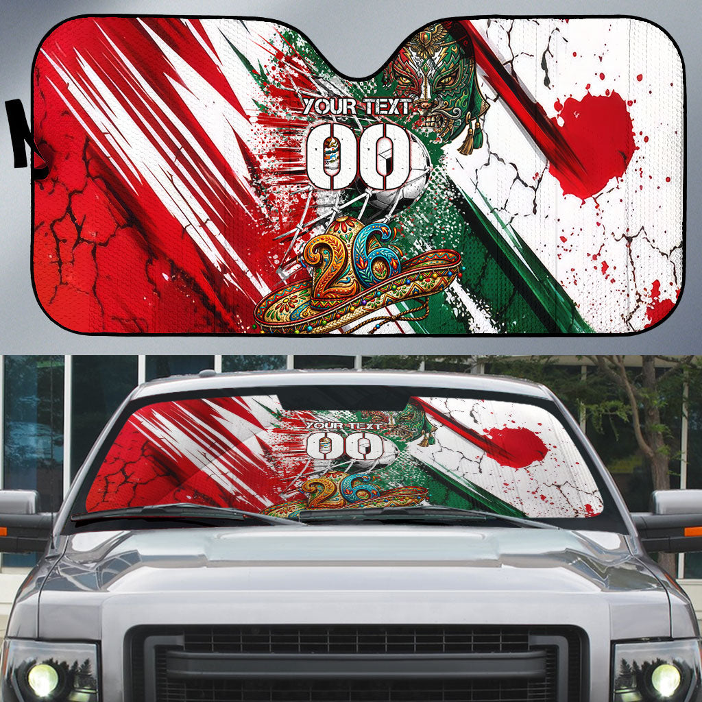 Personalized Mexico Football Ganadores Auto Sun Shade Aztec Jaguar Cultural Heritage Soccer Art