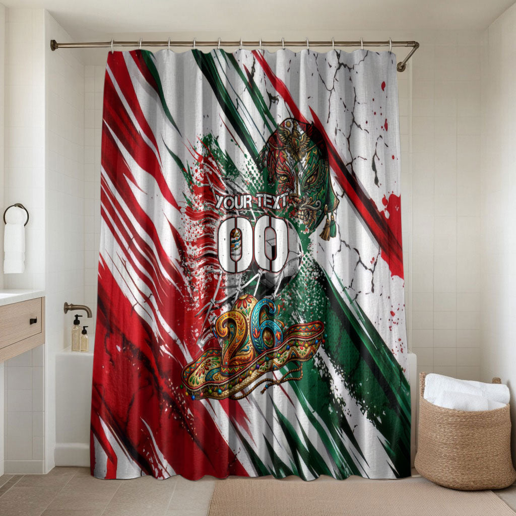 Personalized Mexico Football Ganadores Bathroom Set Aztec Jaguar Cultural Heritage Soccer Art