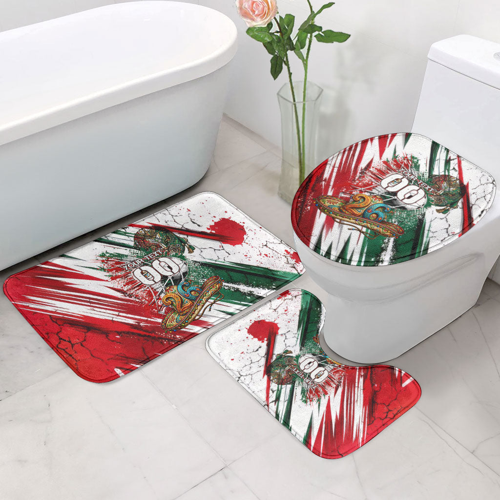 Personalized Mexico Football Ganadores Bathroom Set Aztec Jaguar Cultural Heritage Soccer Art