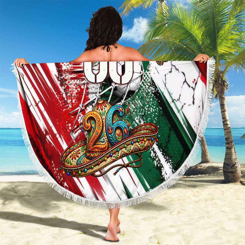 Personalized Mexico Football Ganadores Beach Blanket Aztec Jaguar Cultural Heritage Soccer Art