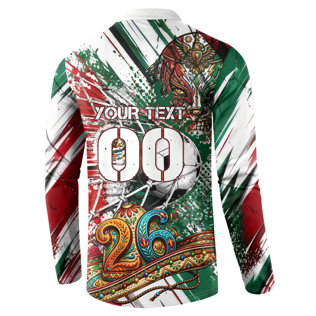Personalized Mexico Football Ganadores Button Sweatshirt Aztec Jaguar Cultural Heritage Soccer Art