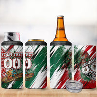 Personalized Mexico Football Ganadores 4 in 1 Can Cooler Tumbler Aztec Jaguar Cultural Heritage Soccer Art