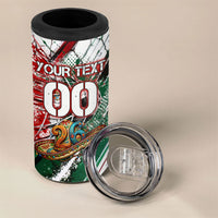 Personalized Mexico Football Ganadores 4 in 1 Can Cooler Tumbler Aztec Jaguar Cultural Heritage Soccer Art