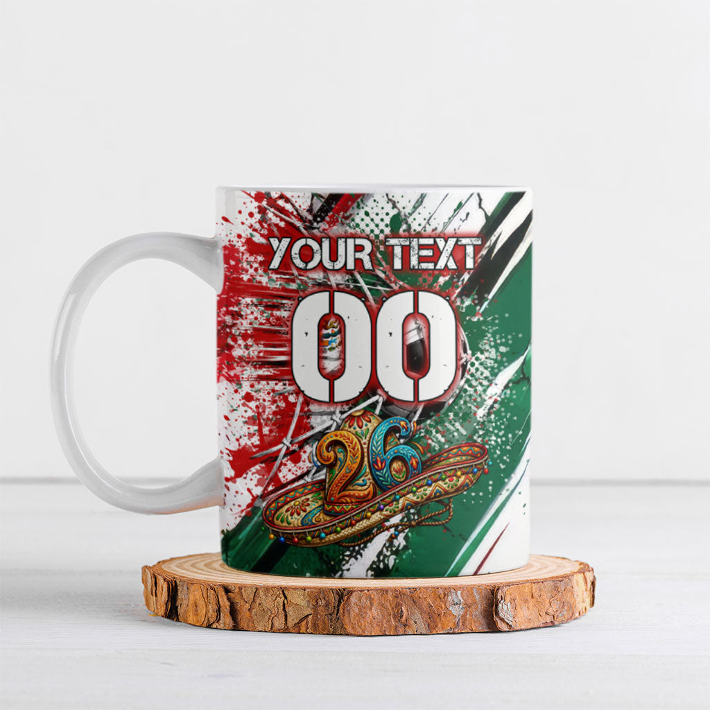 Personalized Mexico Football Ganadores Ceramic Mug Aztec Jaguar Cultural Heritage Soccer Art