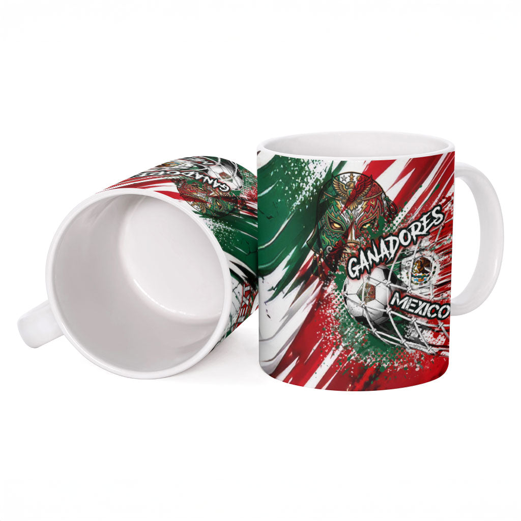 Personalized Mexico Football Ganadores Ceramic Mug Aztec Jaguar Cultural Heritage Soccer Art