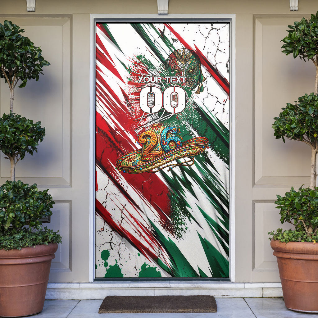 Personalized Mexico Football Ganadores Door Cover Aztec Jaguar Cultural Heritage Soccer Art