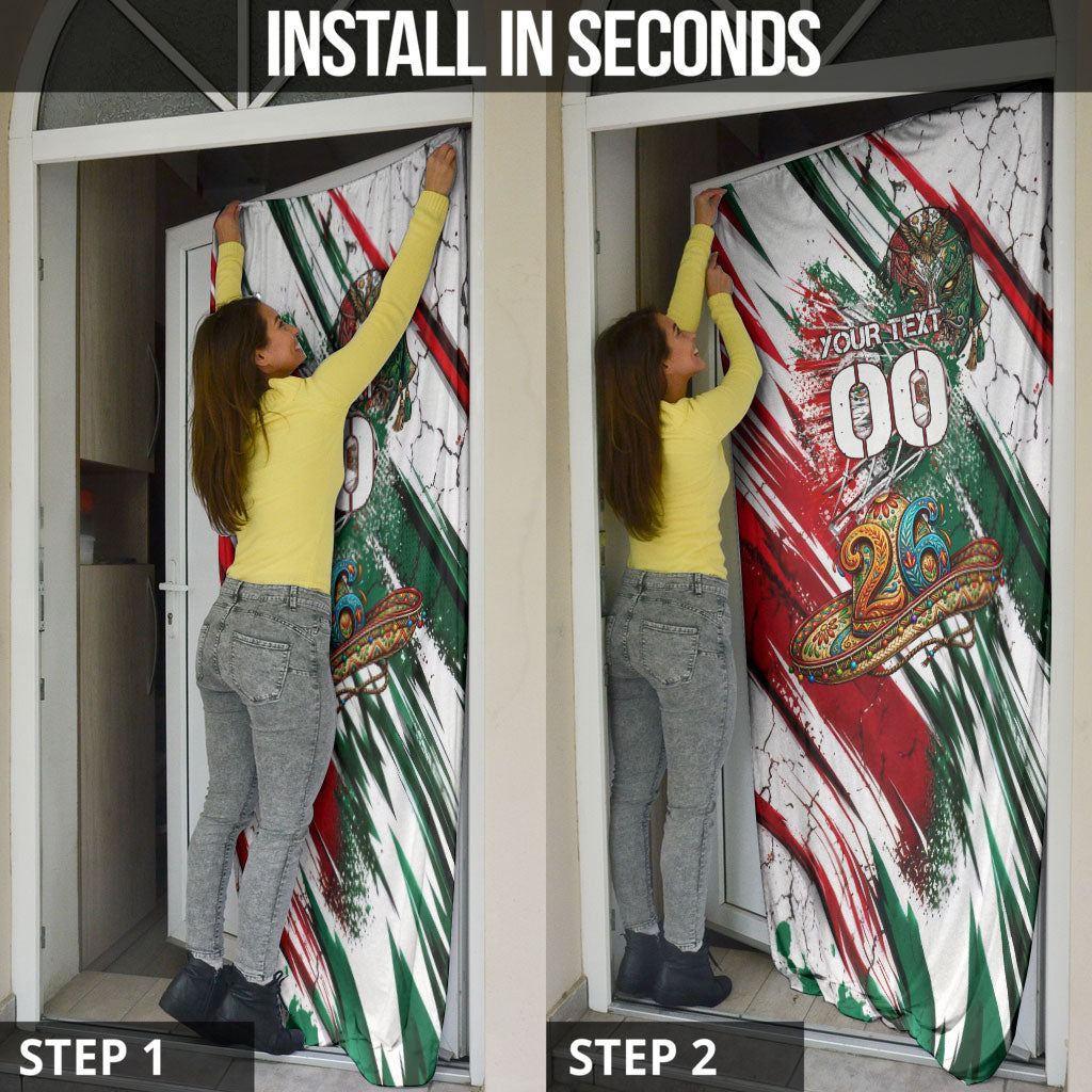 Personalized Mexico Football Ganadores Door Cover Aztec Jaguar Cultural Heritage Soccer Art