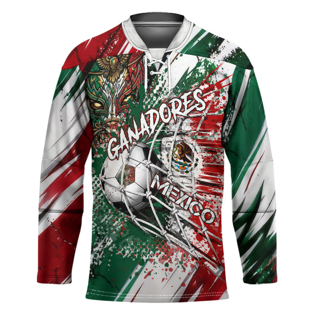 Personalized Mexico Football Ganadores Hockey Jersey Aztec Jaguar Cultural Heritage Soccer Art