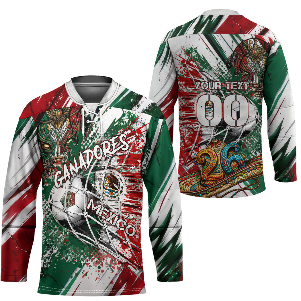 Personalized Mexico Football Ganadores Hockey Jersey Aztec Jaguar Cultural Heritage Soccer Art