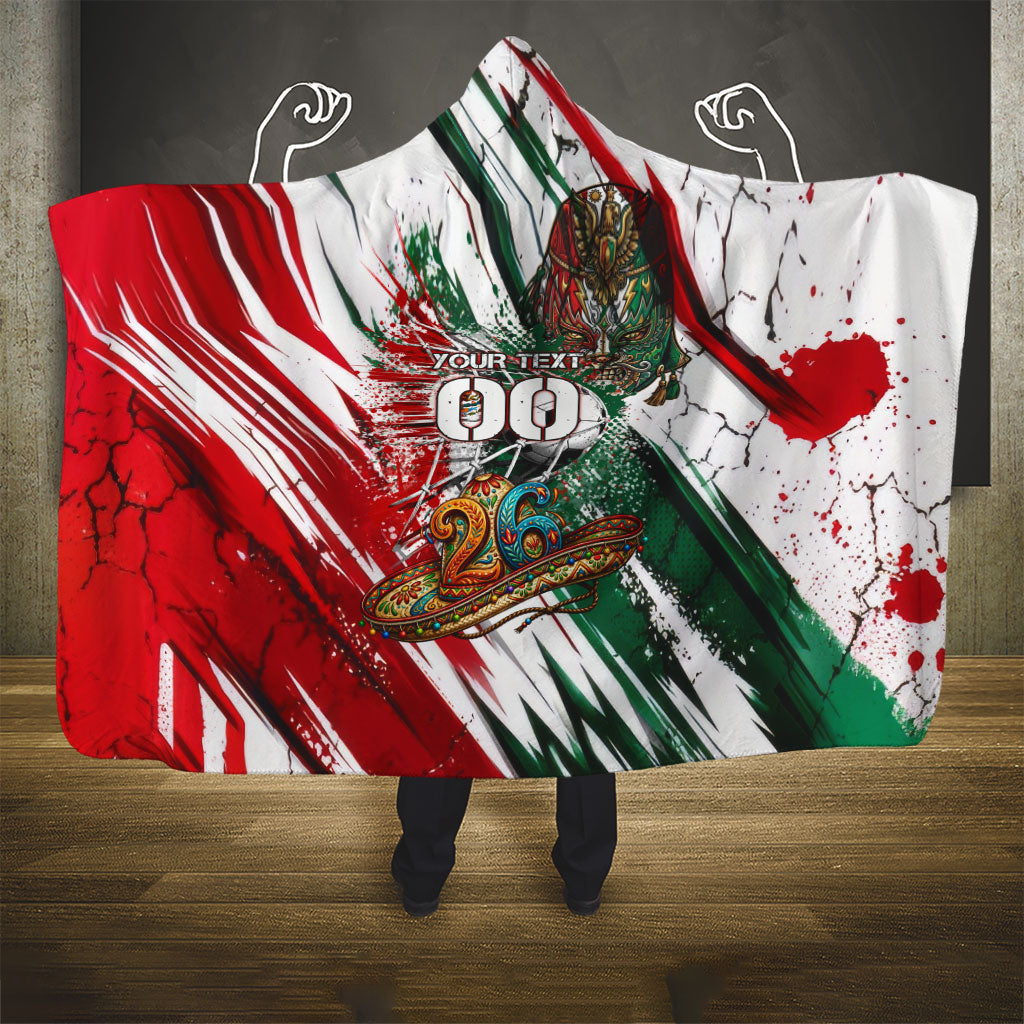 Personalized Mexico Football Ganadores Hooded Blanket Aztec Jaguar Cultural Heritage Soccer Art