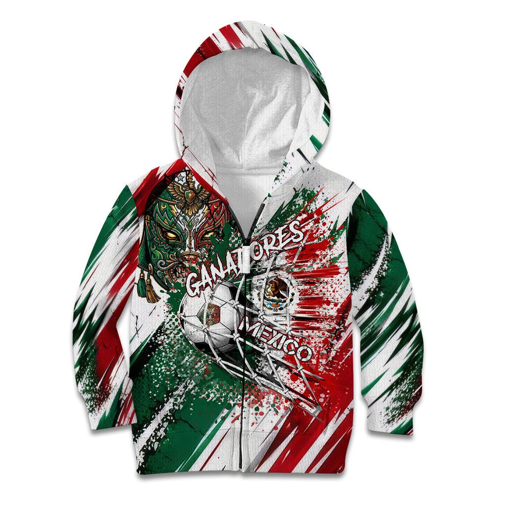 Personalized Mexico Football Ganadores Kid Hoodie Aztec Jaguar Cultural Heritage Soccer Art
