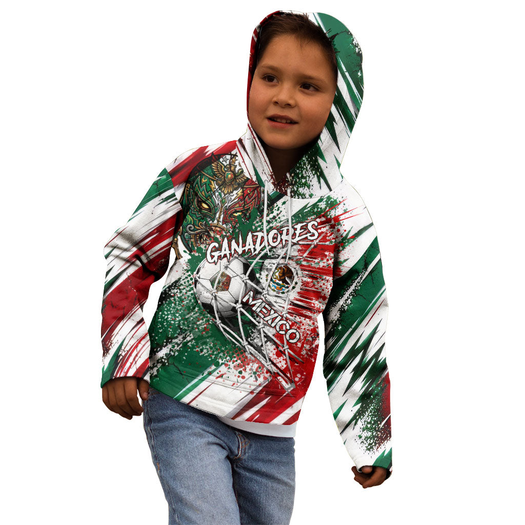 Personalized Mexico Football Ganadores Kid Hoodie Aztec Jaguar Cultural Heritage Soccer Art