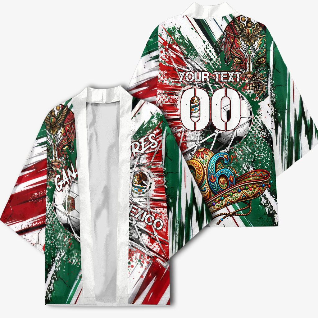 Personalized Mexico Football Ganadores Kimono Aztec Jaguar Cultural Heritage Soccer Art