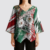 Personalized Mexico Football Ganadores Kimono Sleeve Blouse Aztec Jaguar Cultural Heritage Soccer Art