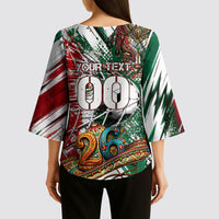 Personalized Mexico Football Ganadores Kimono Sleeve Blouse Aztec Jaguar Cultural Heritage Soccer Art
