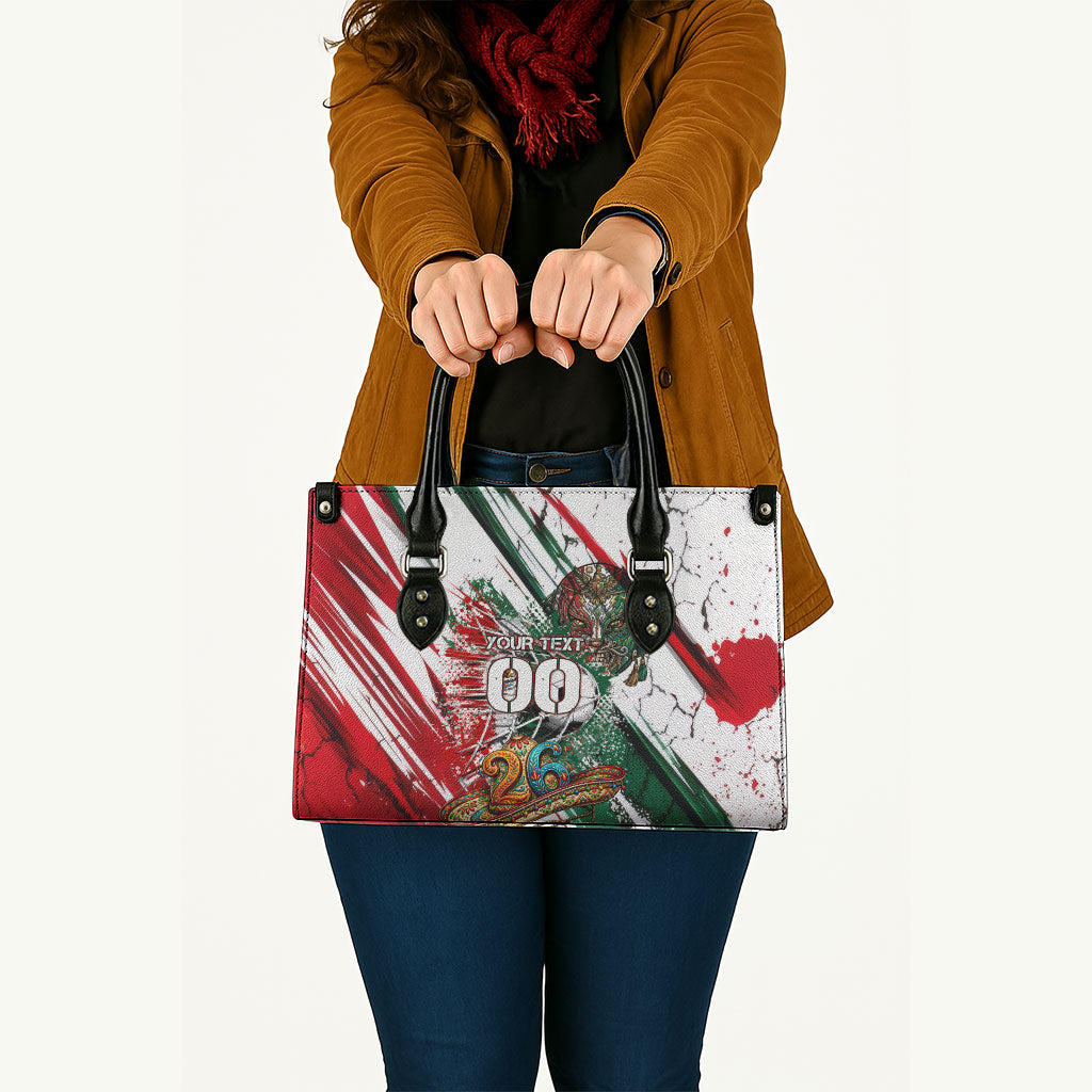 Personalized Mexico Football Ganadores Leather Bag Aztec Jaguar Cultural Heritage Soccer Art