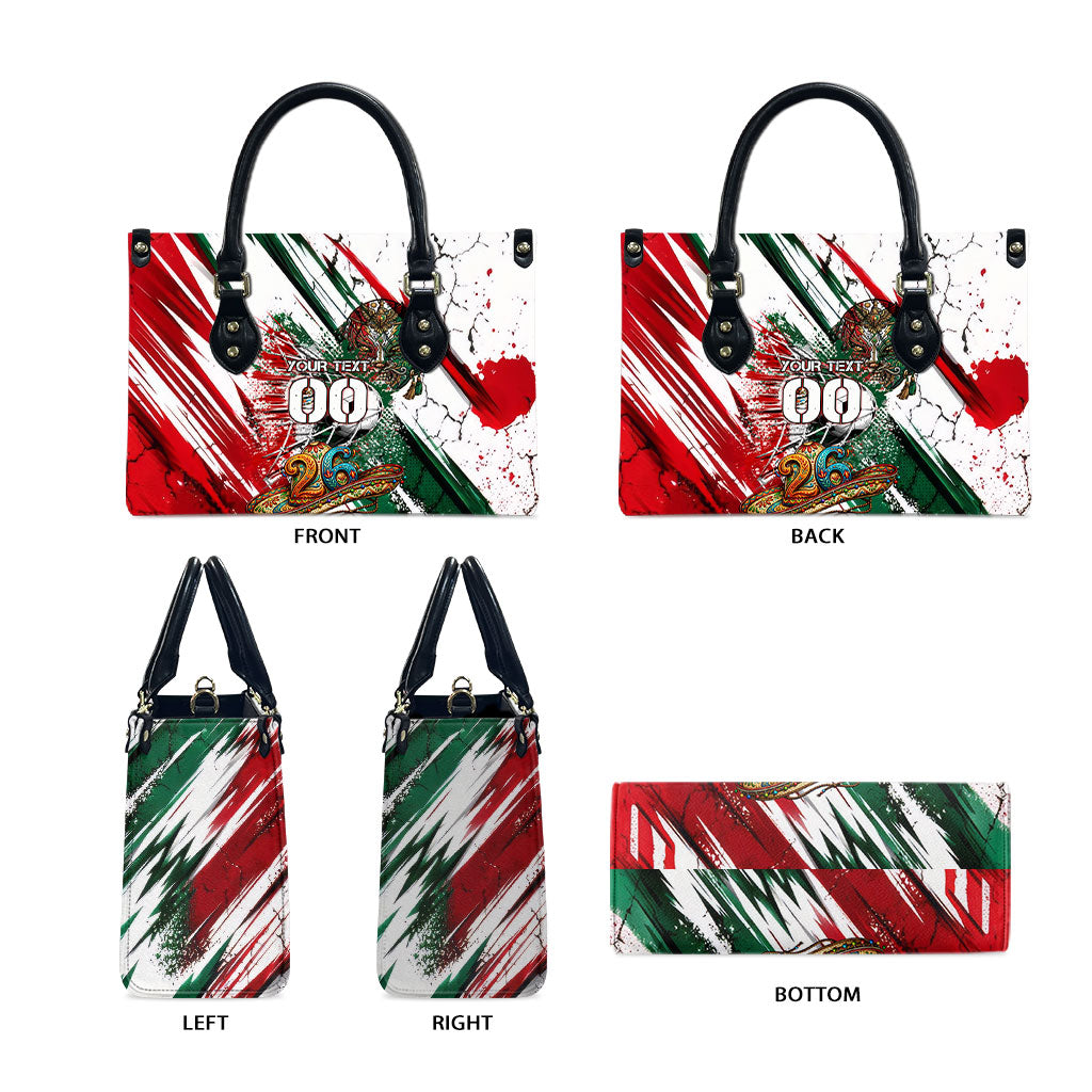 Personalized Mexico Football Ganadores Leather Bag Aztec Jaguar Cultural Heritage Soccer Art