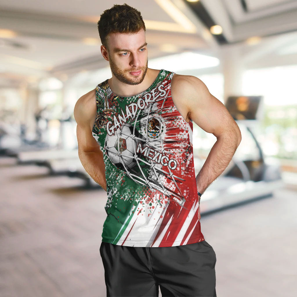 Personalized Mexico Football Ganadores Men Tank Top Aztec Jaguar Cultural Heritage Soccer Art