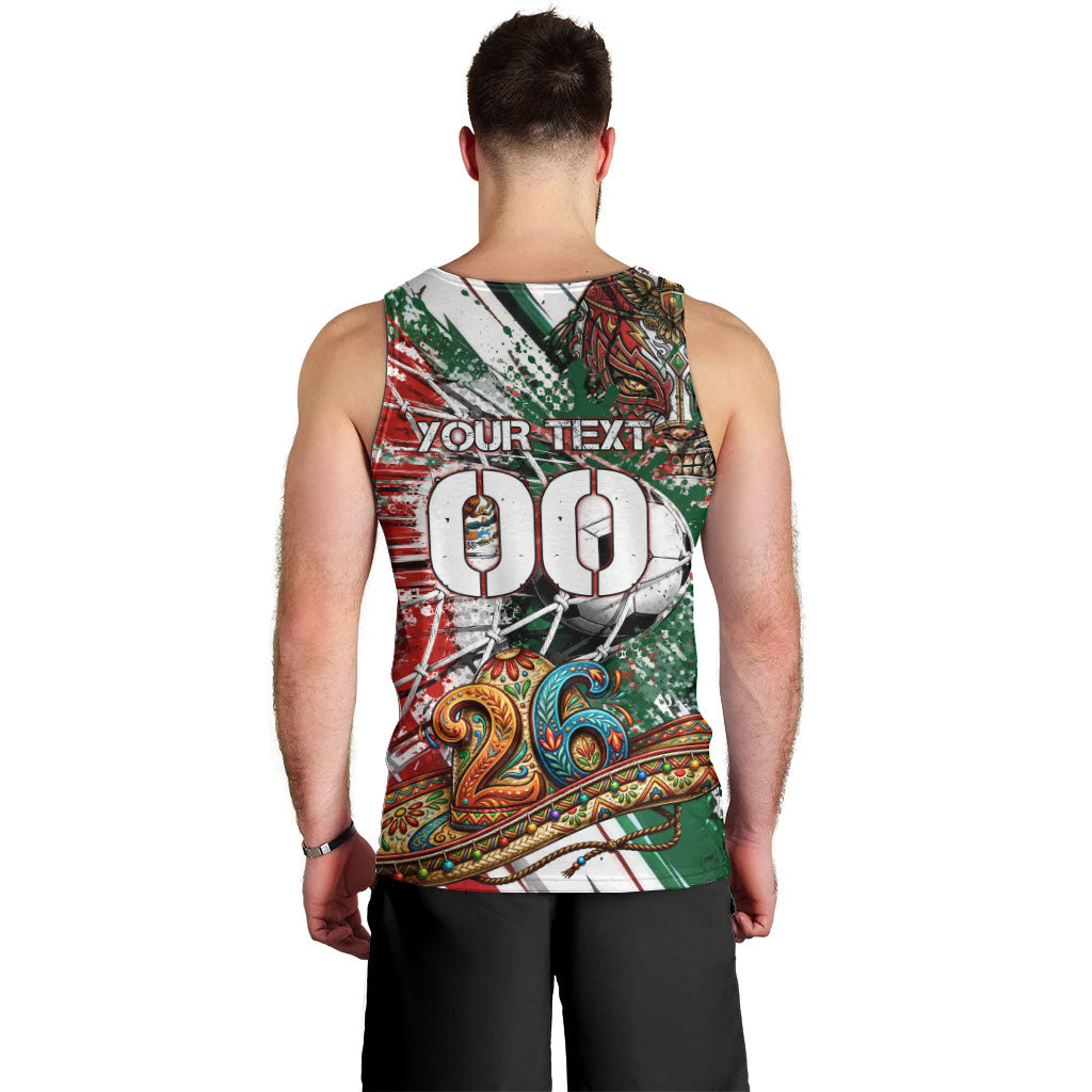 Personalized Mexico Football Ganadores Men Tank Top Aztec Jaguar Cultural Heritage Soccer Art