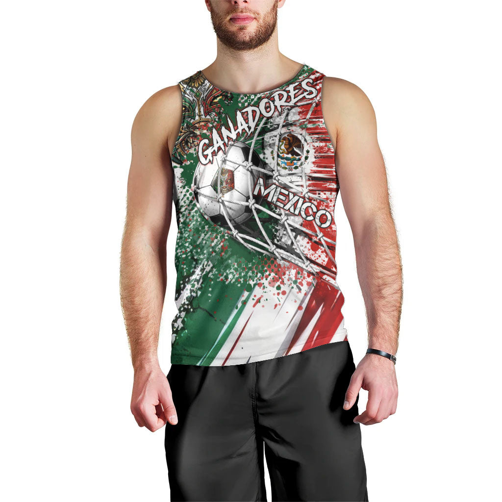 Personalized Mexico Football Ganadores Men Tank Top Aztec Jaguar Cultural Heritage Soccer Art