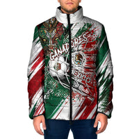 Personalized Mexico Football Ganadores Padded Jacket Aztec Jaguar Cultural Heritage Soccer Art