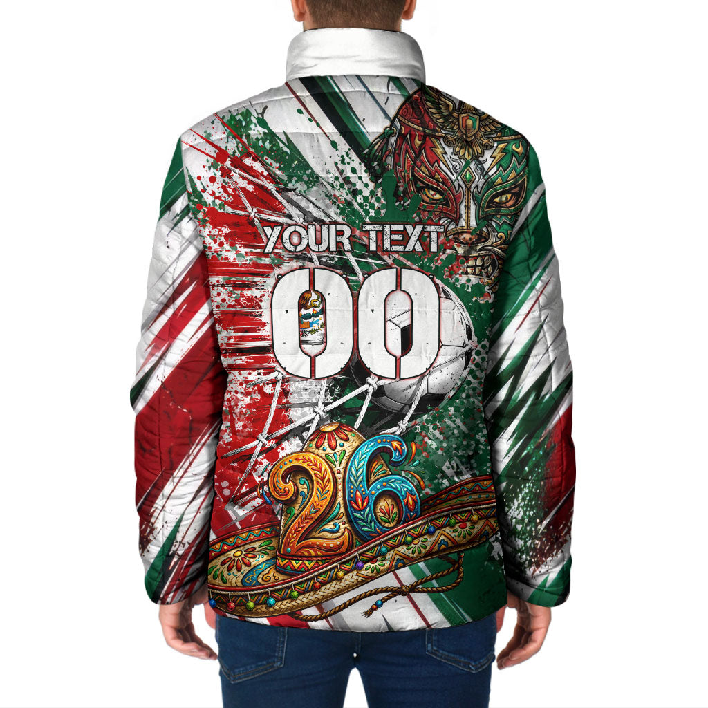 Personalized Mexico Football Ganadores Padded Jacket Aztec Jaguar Cultural Heritage Soccer Art