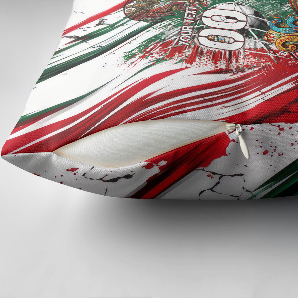 Personalized Mexico Football Ganadores Pillow Cover Aztec Jaguar Cultural Heritage Soccer Art