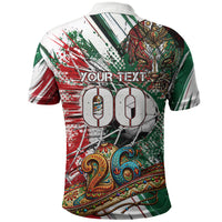 Personalized Mexico Football Ganadores Polo Shirt Aztec Jaguar Cultural Heritage Soccer Art