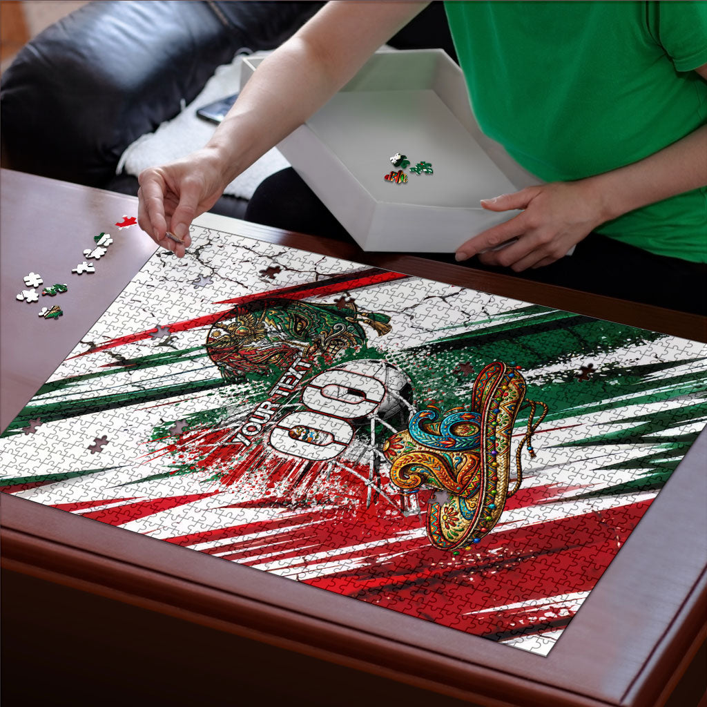Personalized Mexico Football Ganadores Puzzle Aztec Jaguar Cultural Heritage Soccer Art