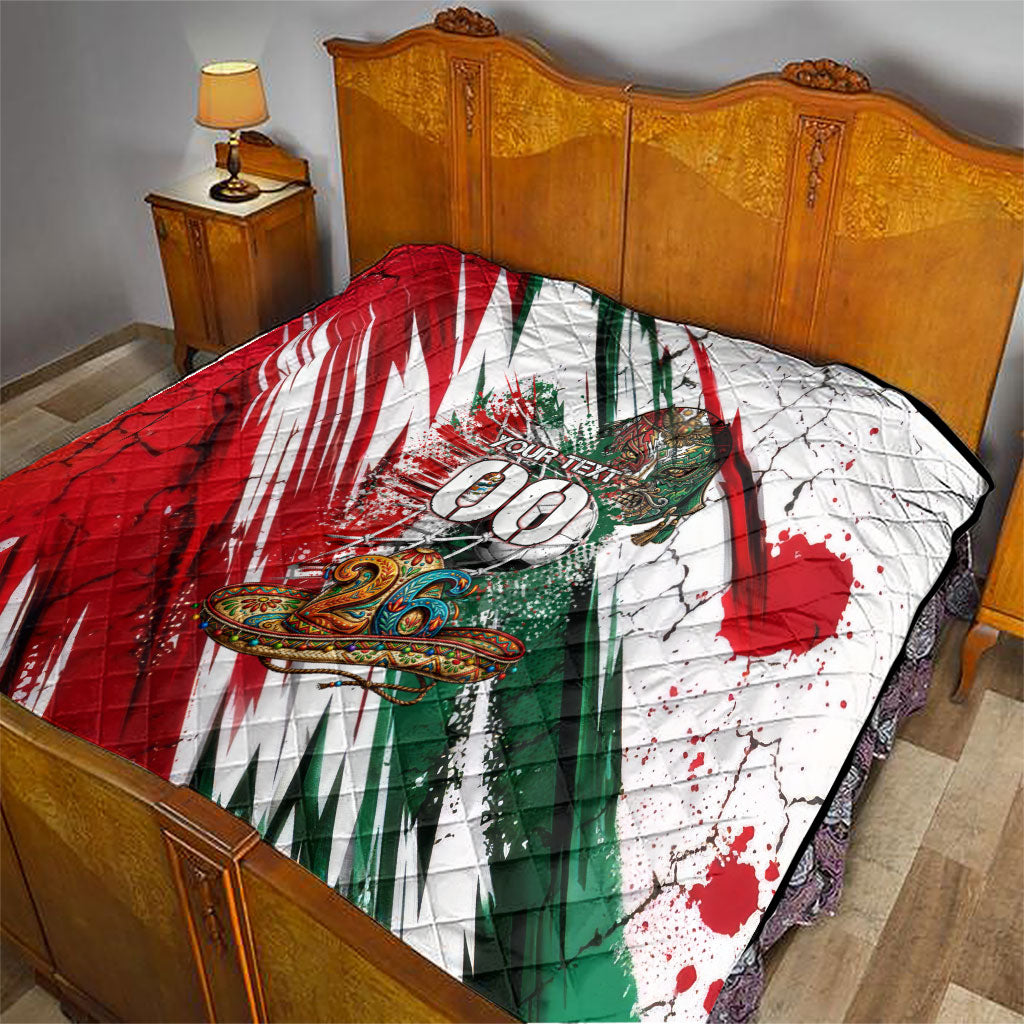 Personalized Mexico Football Ganadores Quilt Aztec Jaguar Cultural Heritage Soccer Art