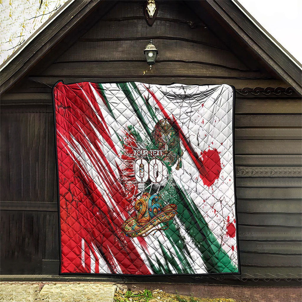 Personalized Mexico Football Ganadores Quilt Aztec Jaguar Cultural Heritage Soccer Art