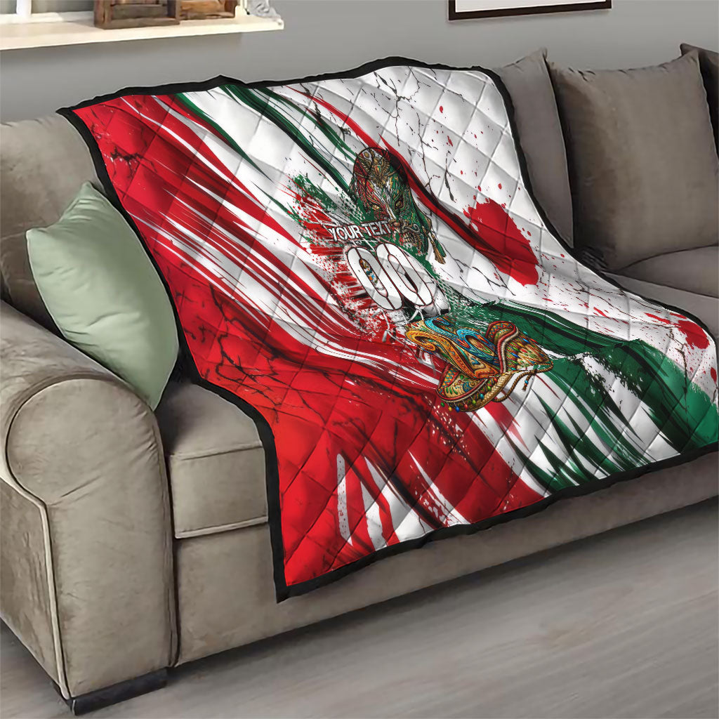Personalized Mexico Football Ganadores Quilt Aztec Jaguar Cultural Heritage Soccer Art