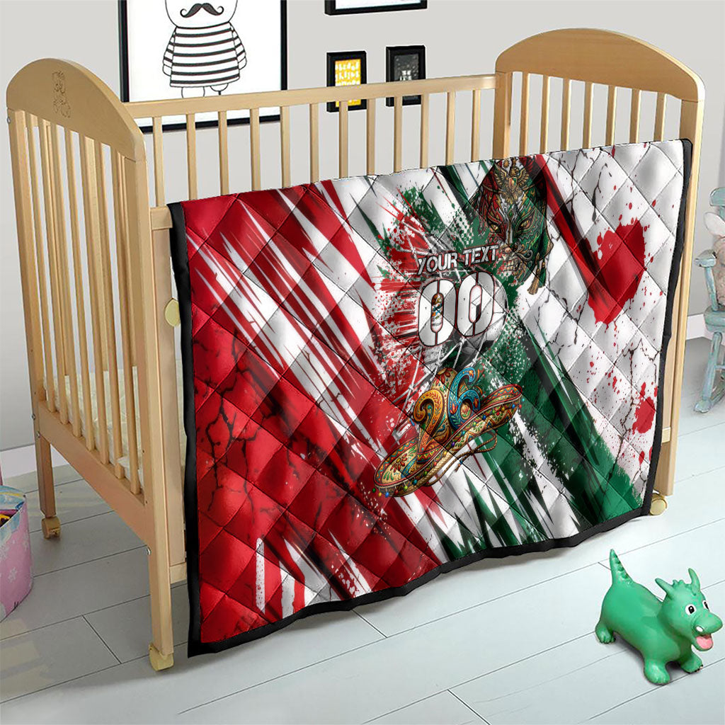Personalized Mexico Football Ganadores Quilt Aztec Jaguar Cultural Heritage Soccer Art