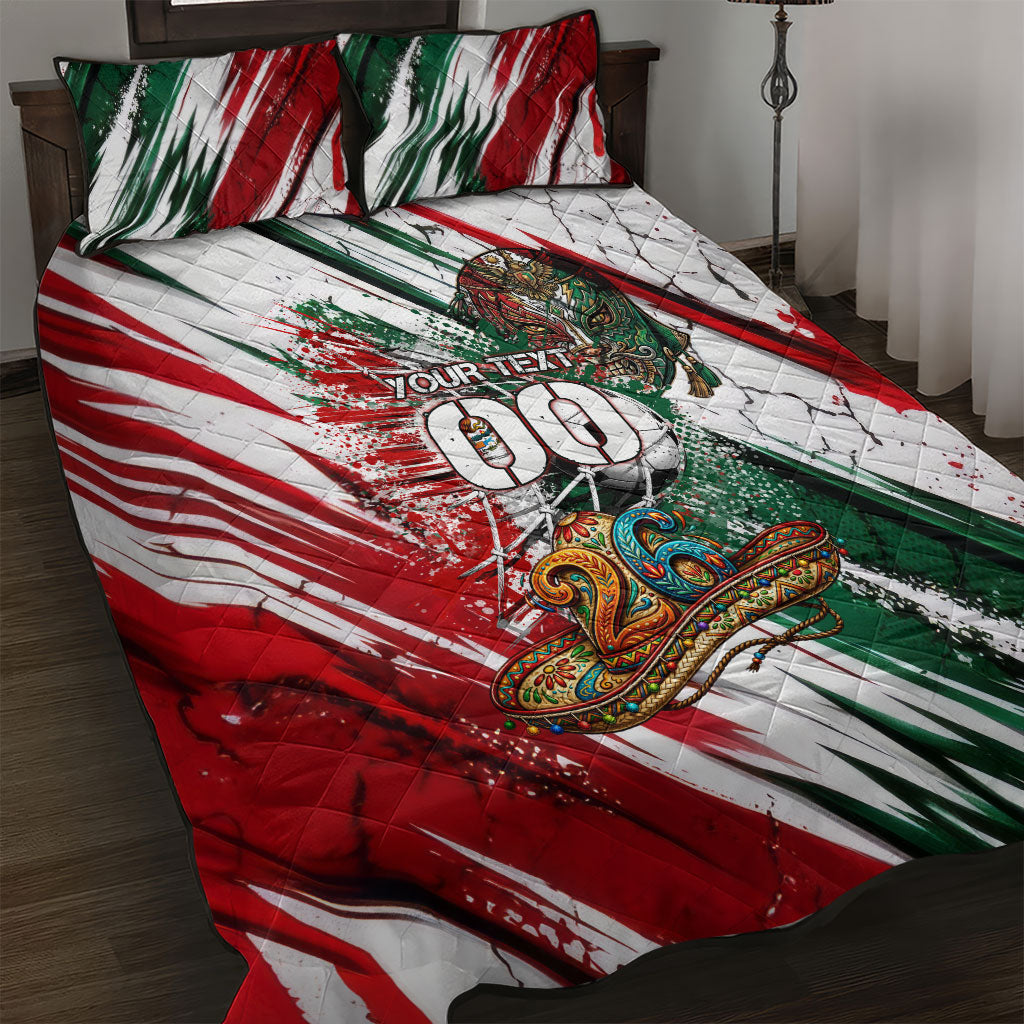 Personalized Mexico Football Ganadores Quilt Bed Set Aztec Jaguar Cultural Heritage Soccer Art
