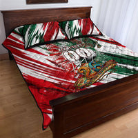 Personalized Mexico Football Ganadores Quilt Bed Set Aztec Jaguar Cultural Heritage Soccer Art